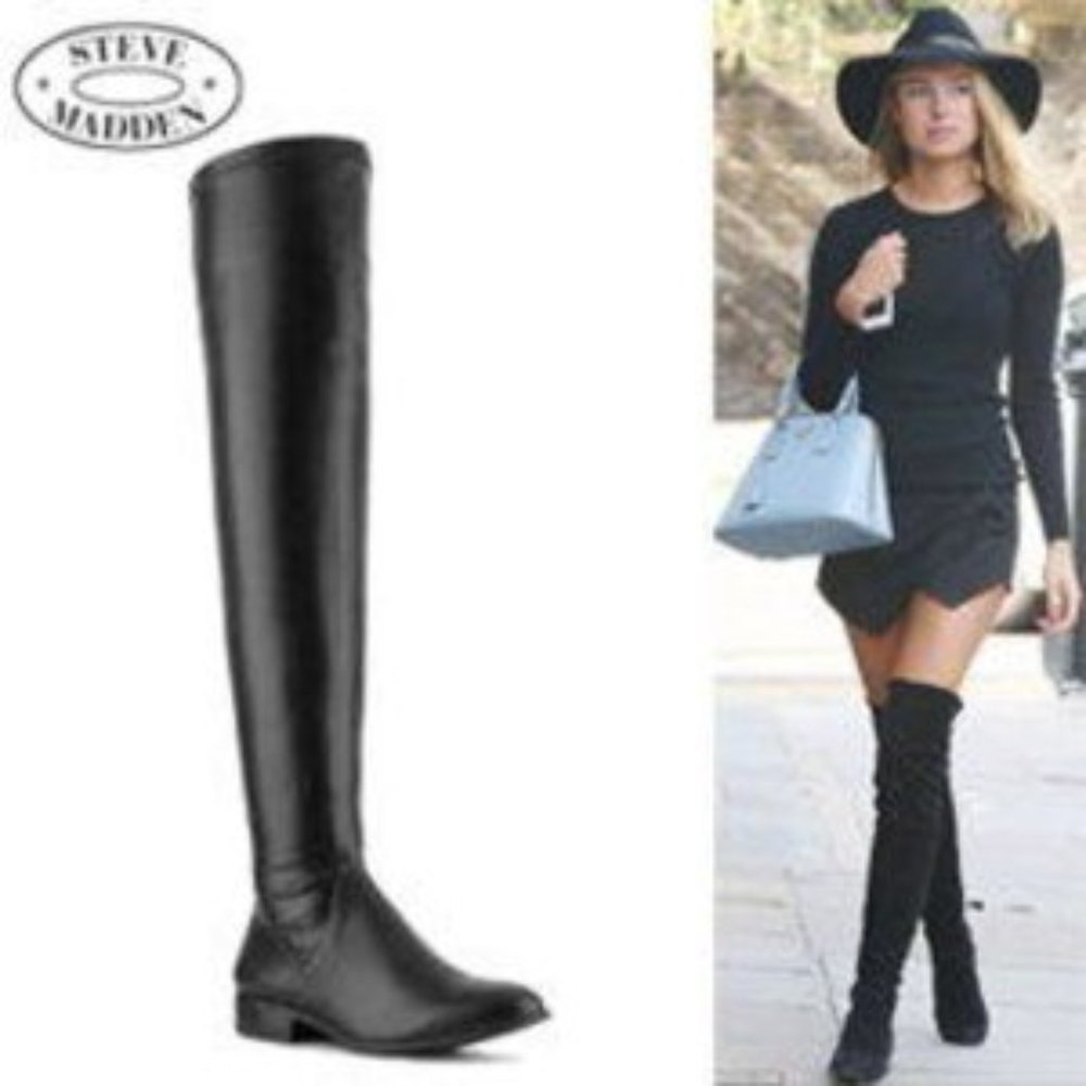 NWT STEVE MADDEN KYYLE OTK BLACK BOOTS SIZE 7.5M